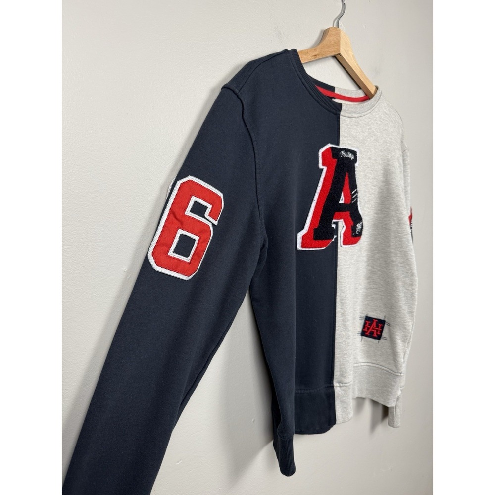 Denim Distillery Heritage America 1776 Crewneck Sweatshirt Rugby Patchwork Y2K L - Picture 3 of 14